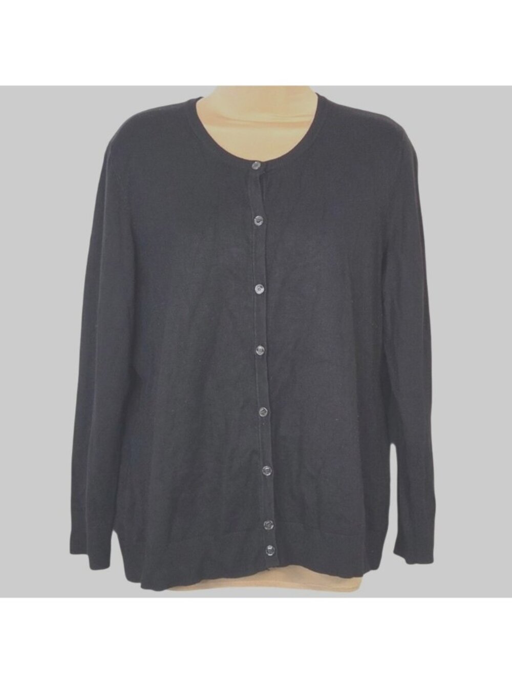 Jones New York Signature Womens Black Cardigan Sweater XL Button Front